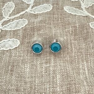 Touchstone Crystal Turquoise Bezel Stud Earrings - Women Jewelry